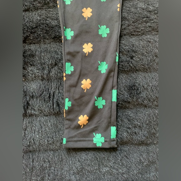 Typsy Elves Black w/ Gold Foil/ Green High Waisted Leggings Polyester-Spandex M - Picture 2 of 8